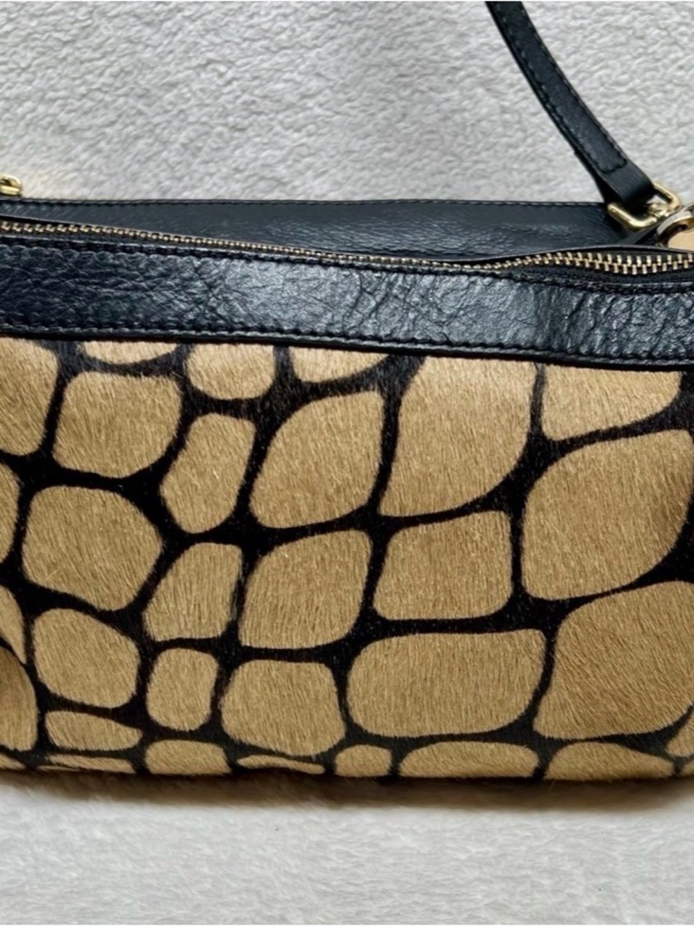 Alberta Di Canio Multi Pony Hair Animal Print Satchel Handbag Shoulder Bag Italy